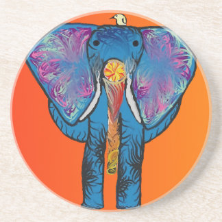 Colourful Elephant on Sandstone Coaster