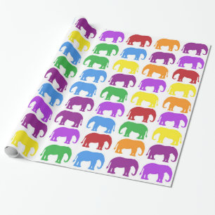 Colourful Elephant Pattern Wrapping Paper