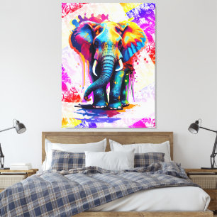 Colourful Elephant Wall Art Print - Wildlife