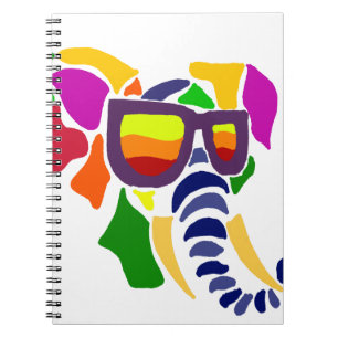 Colourful Elephant Wearing Sunglasses Abstract Notebook