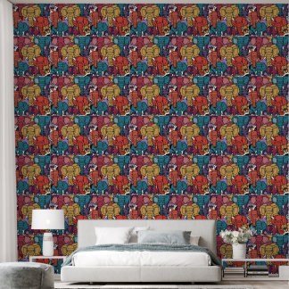 Colourful Elephants Abstract Wallpaper