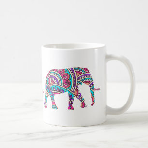 Colourful elephants coffee mug