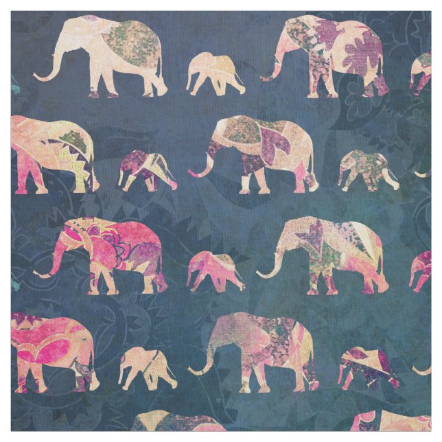 Colourful Elephants, Fabric (Swatch)