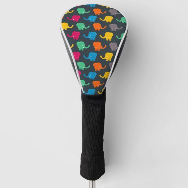 colourful elephants golf head cover (Front)