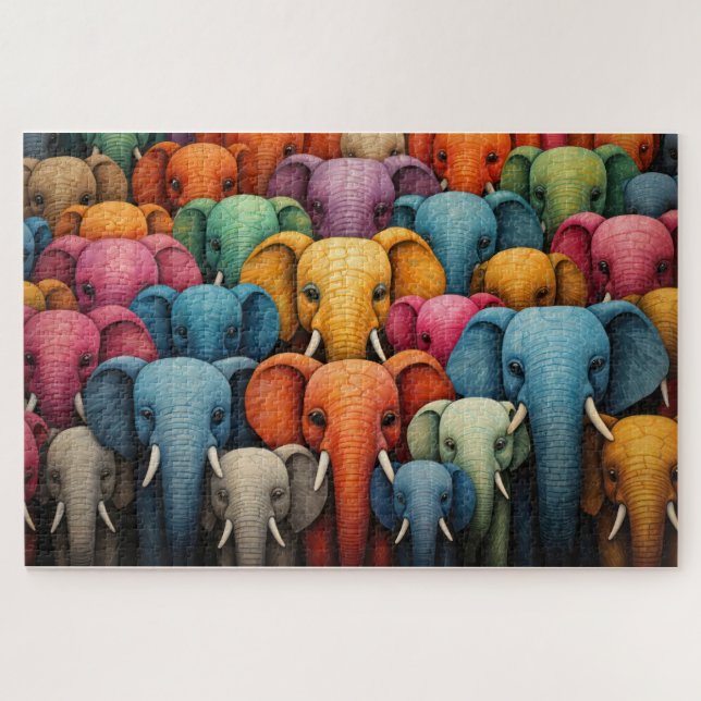 colourful Elephants Jigsaw Puzzle (Horizontal)