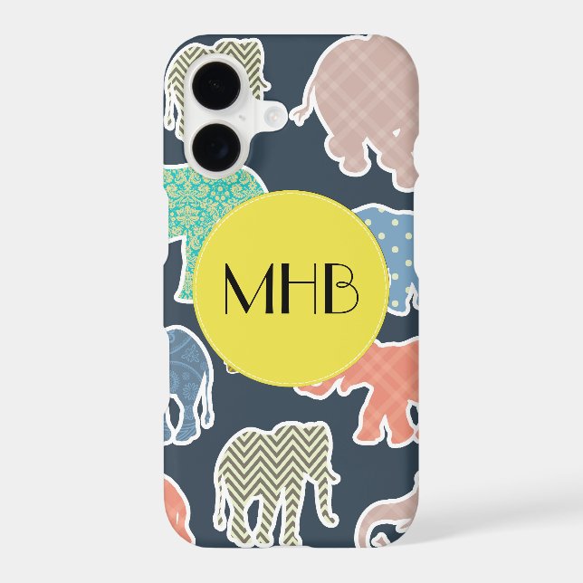 Colourful Elephants, Pattern Of Elephants, Monogra (Back)