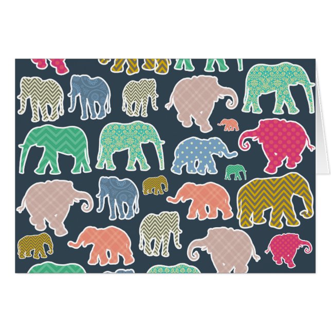 Colourful Elephants, Pattern Of Elephants, Zigzag (Front Horizontal)