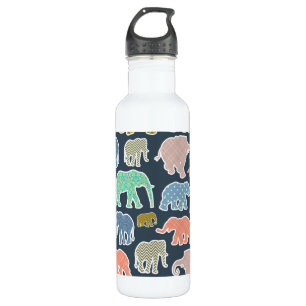 Colourful Elephants, Pattern Of Elephants, Zigzag 710 Ml Water Bottle