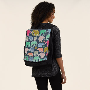 Colourful Elephants, Pattern Of Elephants, Zigzag Backpack
