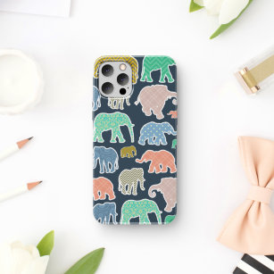 Colourful Elephants, Pattern Of Elephants, Zigzag Case-Mate iPhone Case