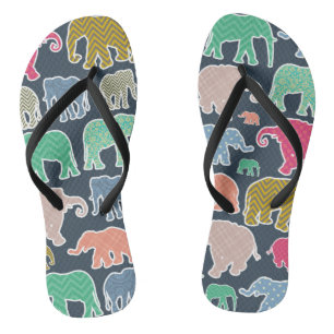 Colourful Elephants, Pattern Of Elephants, Zigzag Thongs