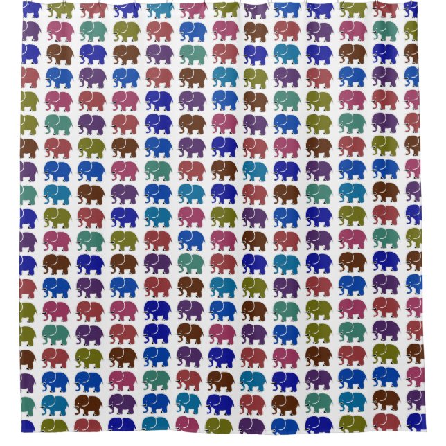 colourful elephants shower curtain (Front)