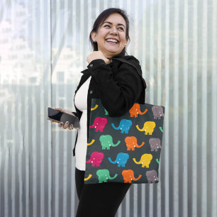 Colourful elephants tote bag