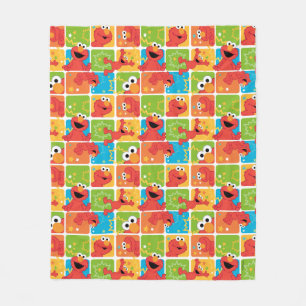 Colourful Elmo Grid Pattern Fleece Blanket