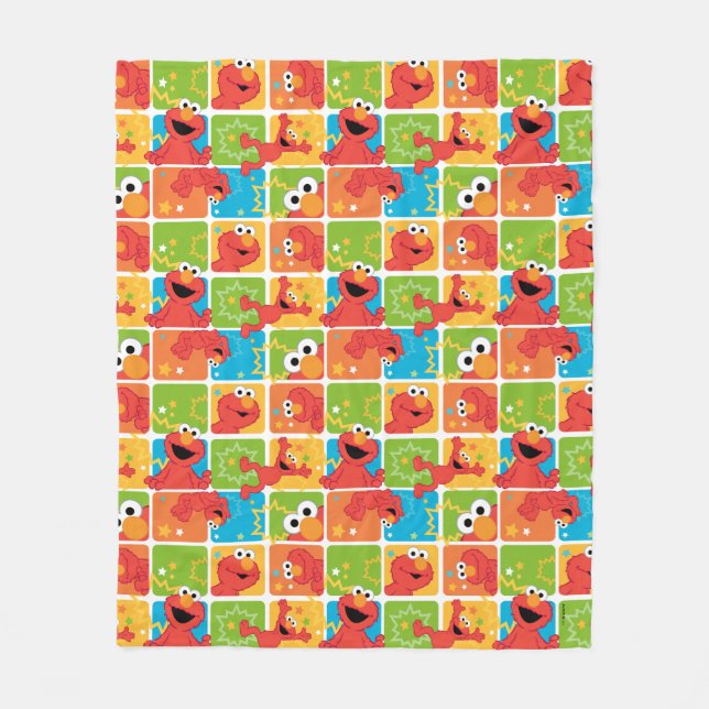 Colourful Elmo Grid Pattern Fleece Blanket (Front)
