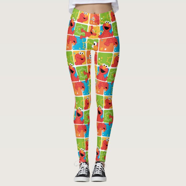 Colourful Elmo Grid Pattern Leggings (Front)