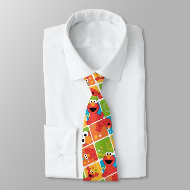 Colourful Elmo Grid Pattern Tie (Tied)