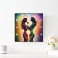 Colourful Embrace of Two Figures in Abstract Art