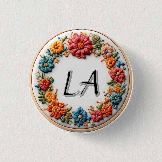 Colourful Embroidered Alphabet Design 3 Cm Round Badge (Front)