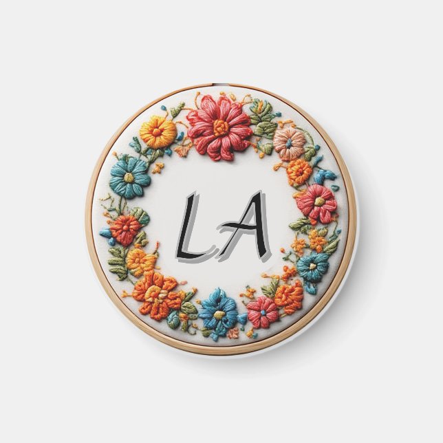 Colourful Embroidered Alphabet Design Magnet (Front)