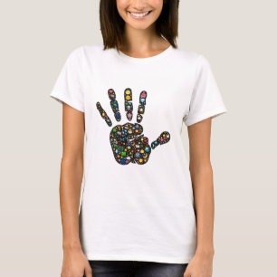 Colourful Emoji-art nature icon handprint design T-Shirt