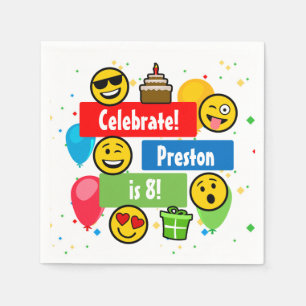 Colourful Emoji Birthday Party Kids or Boys Custom Napkin