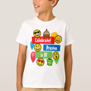 Colourful Emoji Birthday Party Kids or Boys Custom T-Shirt