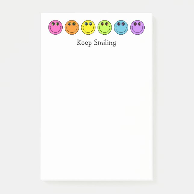 Colourful Emoji Faces Keep Smiling Post-it Notes (Front)