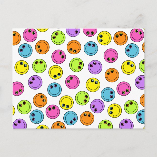 Colourful Emoji Faces Postcard (Front)