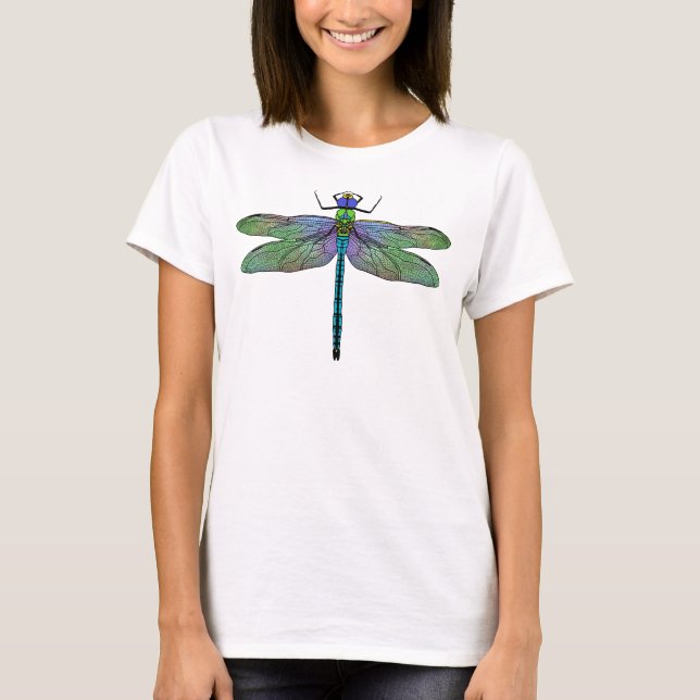 Colourful Emperor Dragonfly Art T-Shirt (Front)
