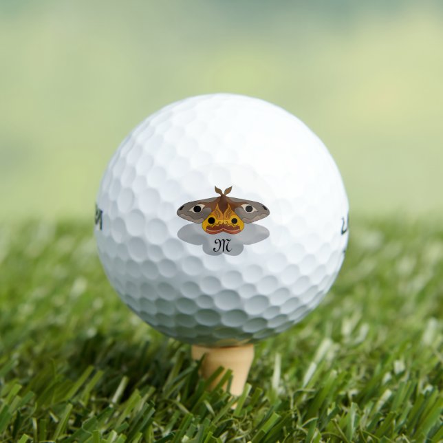 Colourful Emperor Moth Monogram Golf Balls (Insitu Tee)