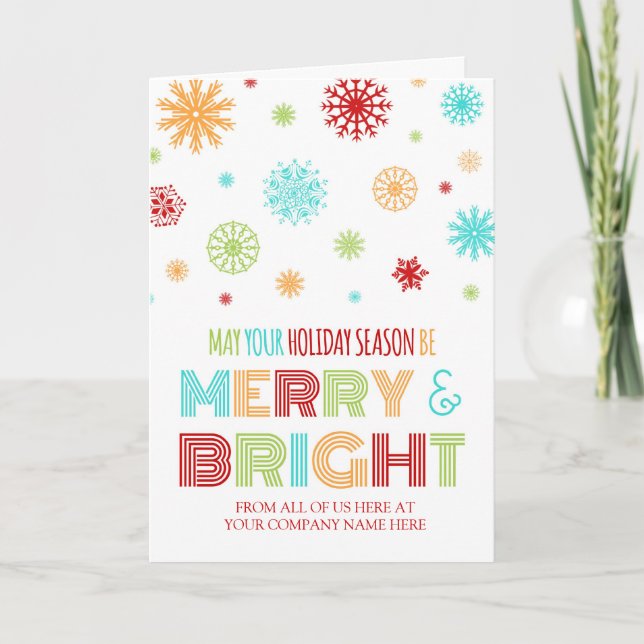 Colourful Employee Merry & Bright Christmas Card (Front)