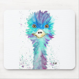 Colourful emu bird watercolor animal cute kids mouse pad