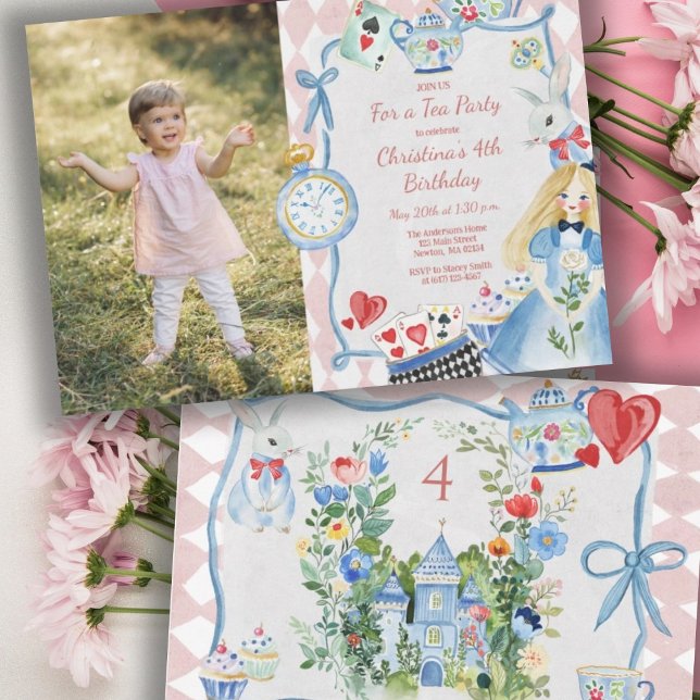 Colourful Enchanted Alice in Wonderland Birthday Invitation (Creator Uploaded)
