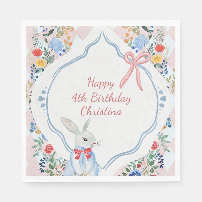 Colourful Enchanted Alice in Wonderland Birthday  Napkin (Front)