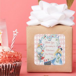 Colourful Enchanted Alice in Wonderland Birthday Square Sticker