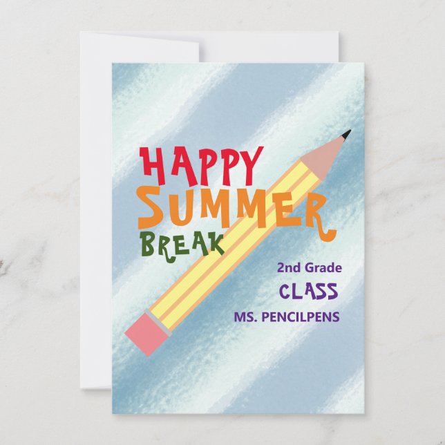 Colourful End of School Year Teacher Note Cards (Front)