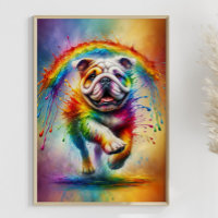 Colourful English Bulldog Paint Splatter