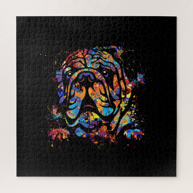 Colourful English Bulldog Portrait Jigsaw Puzzle (Vertical)