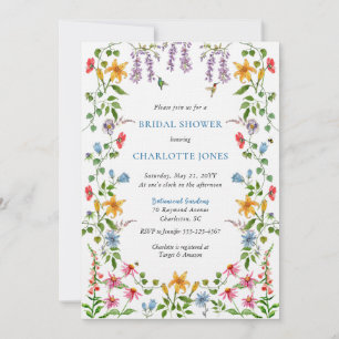 Colourful English Garden Floral Bridal Shower Invitation