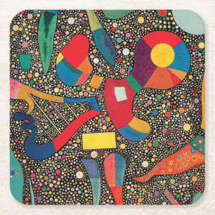 Colourful Ensemble by Wassily Kandinsky Square Paper Coaster