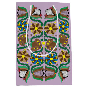 Colourful Estonian traditional floral pattern Medium Gift Bag