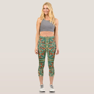Colourful Ethnic Arabesque: Vintage Ornament Capri Leggings