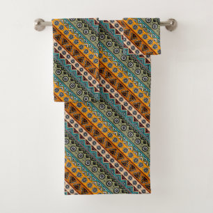 Colourful ethnic aztec patterns design bath towel set
