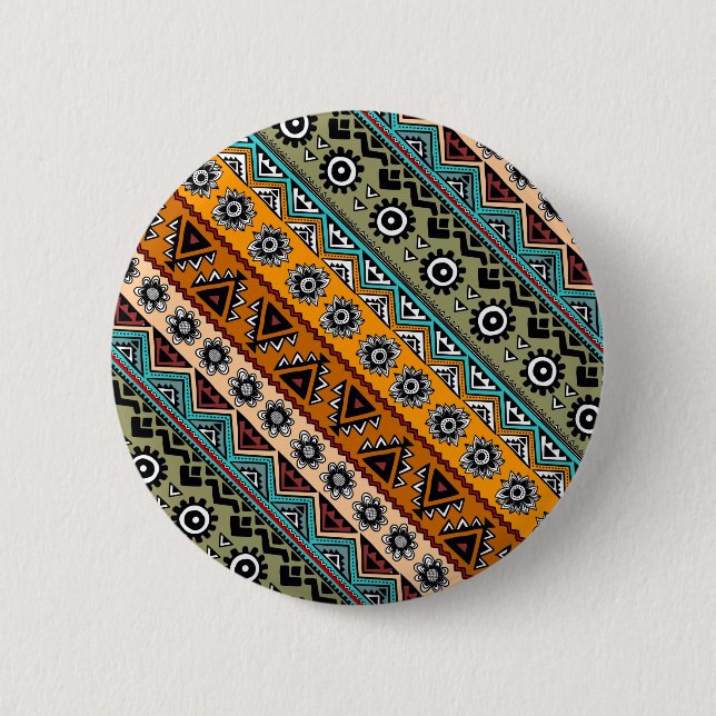 Colourful ethnic aztec patterns design decorative 6 cm round badge (Front)