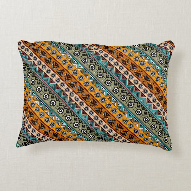 Colourful ethnic aztec patterns design decorative cushion (Back)
