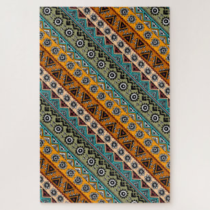 Colourful ethnic aztec patterns design decorative jigsaw puzzle
