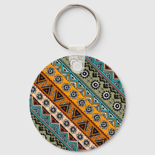 Colourful ethnic aztec patterns design decorative key ring