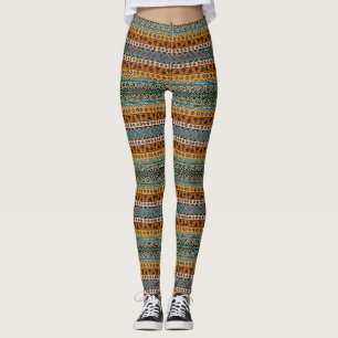 Colourful ethnic aztec patterns design decorative leggings