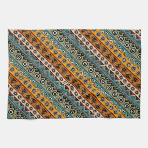 Colourful ethnic aztec patterns design decorative tea towel
